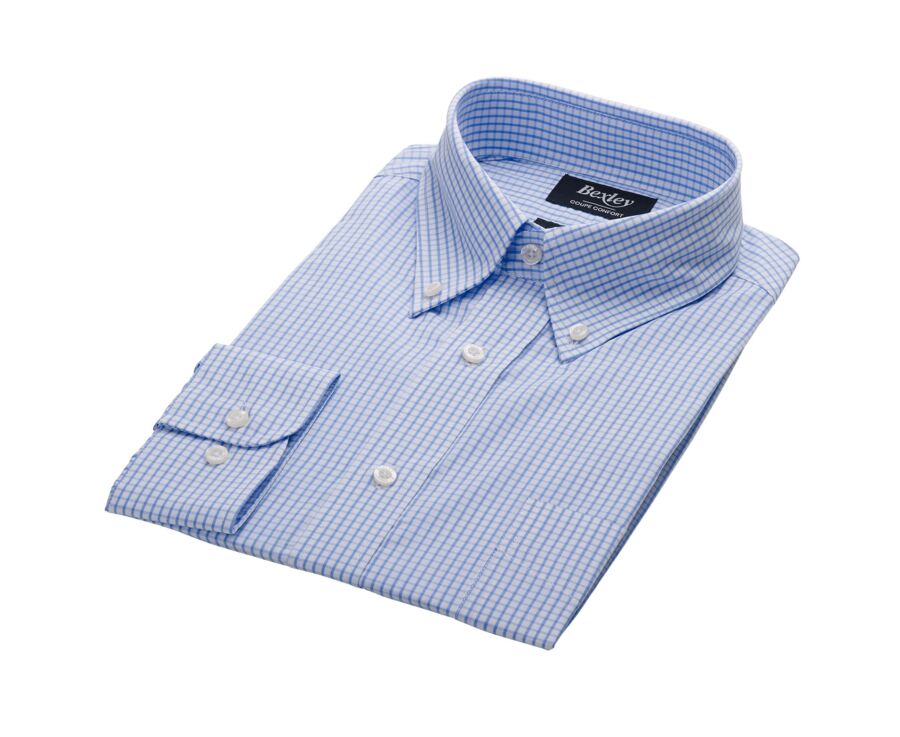 Chemise bleue carreaux Bleu Clair Et Blanc - GLENN