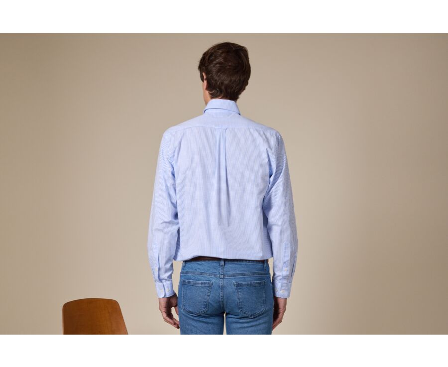 Chemise bleue carreaux Bleu Clair Et Blanc - GLENN