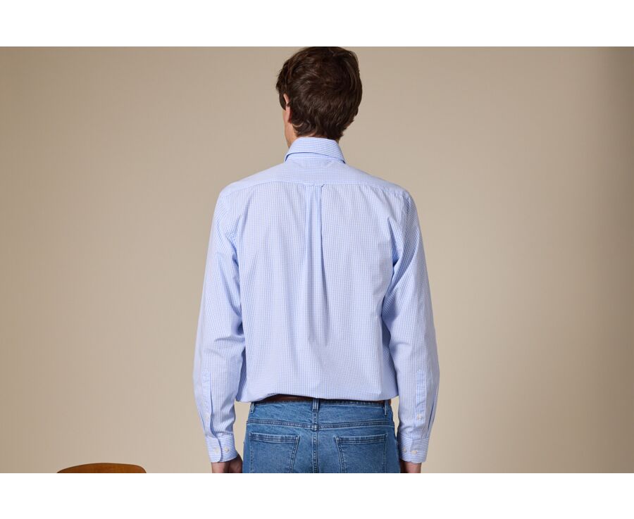 Chemise bleue carreaux Bleu Clair Et Blanc - GLENN