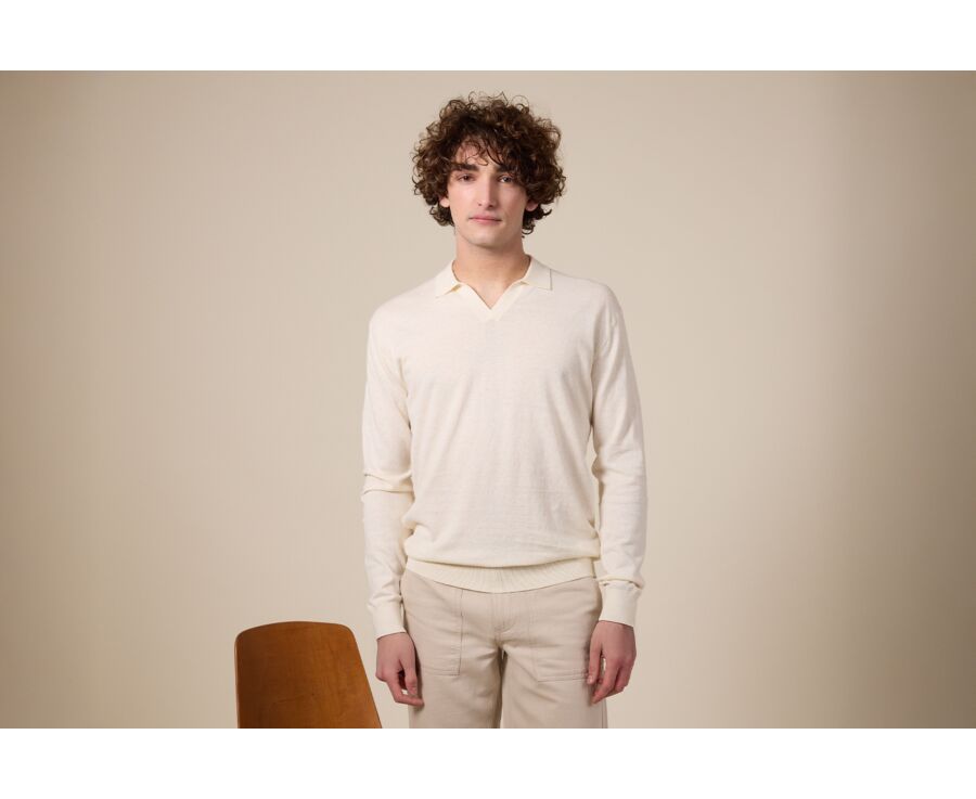 Pull homme col polo Ficelle - BRAVLIN