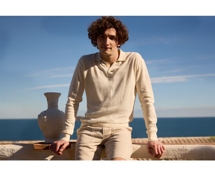 Pull homme col polo Ficelle - BRAVLIN