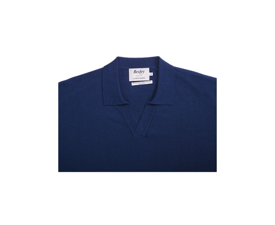 Pull homme col polo Navy Denim - BRAVLIN