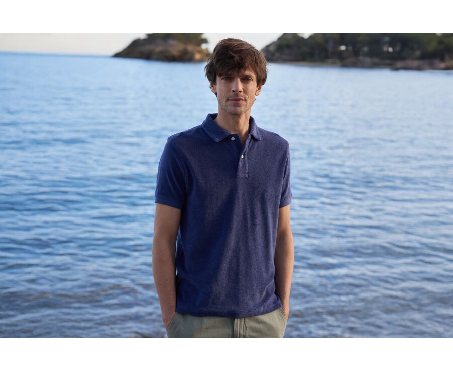 Polo homme Indigo - Finition lavée - ANDRIAN II