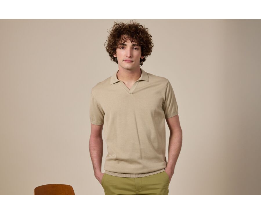 Polo habillé tricot homme sans boutons Ficelle - BRAVEN