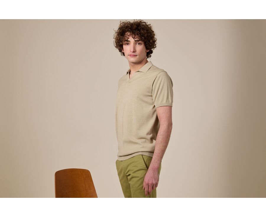 Polo habillé tricot homme sans boutons Ficelle - BRAVEN