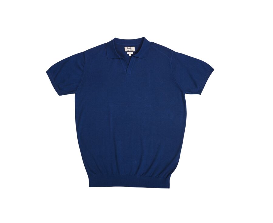 Polo habillé tricot homme sans boutons Indigo - BRAVEN