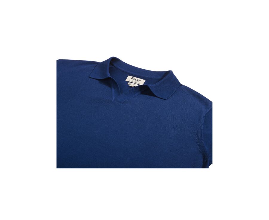 Polo habillé tricot homme sans boutons Indigo - BRAVEN