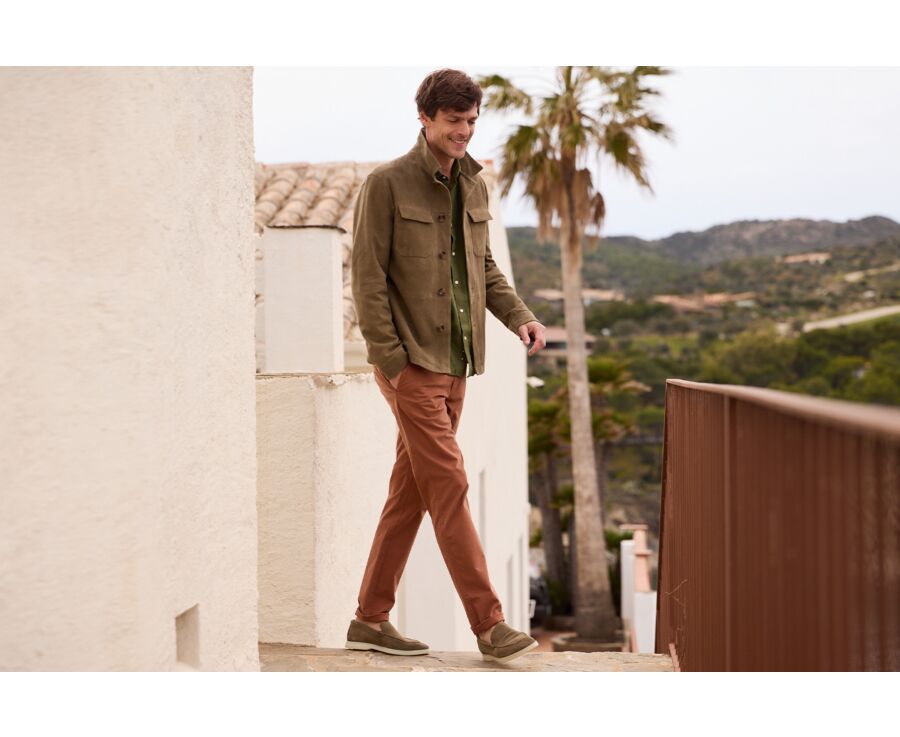 Veste Cuir Velours Kaki  - SEDRICK