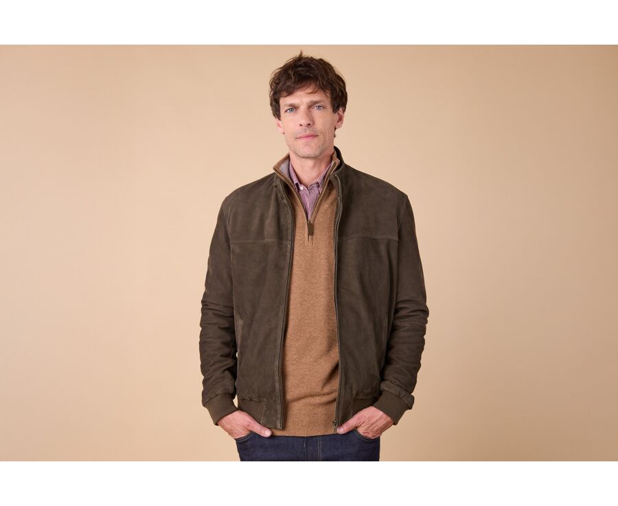 Blouson Velours kaki - 100% Cuir  - SEAVER