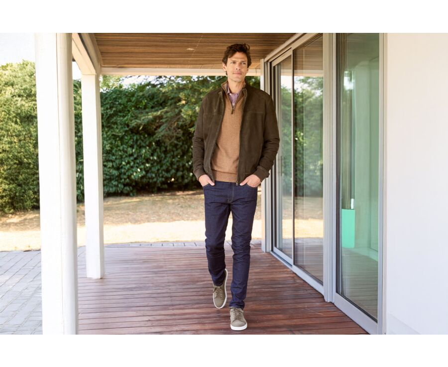 Blouson Velours kaki - 100% Cuir  - SEAVER