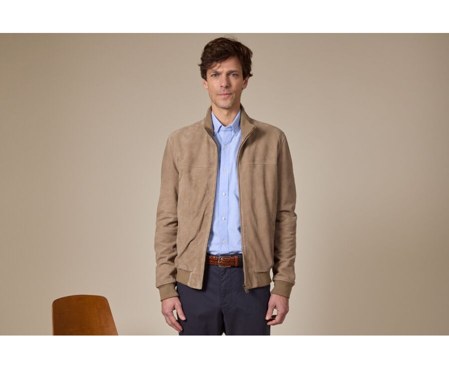 Blouson Velours Beige - 100% Cuir  - SEAVER