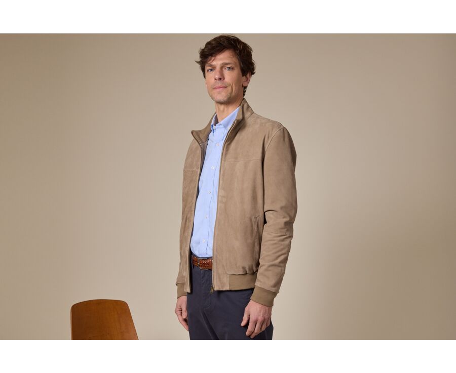 Blouson Velours Beige - 100% Cuir  - SEAVER