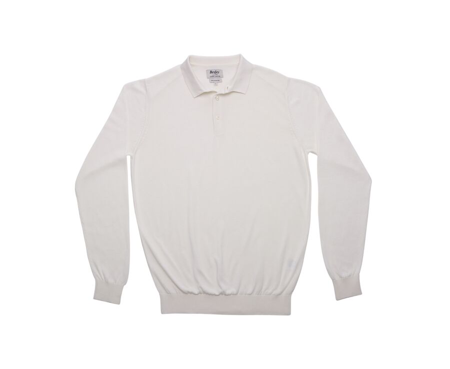 Pull tricot 100% coton Ecru - Col Polo - BRAIDEN ML