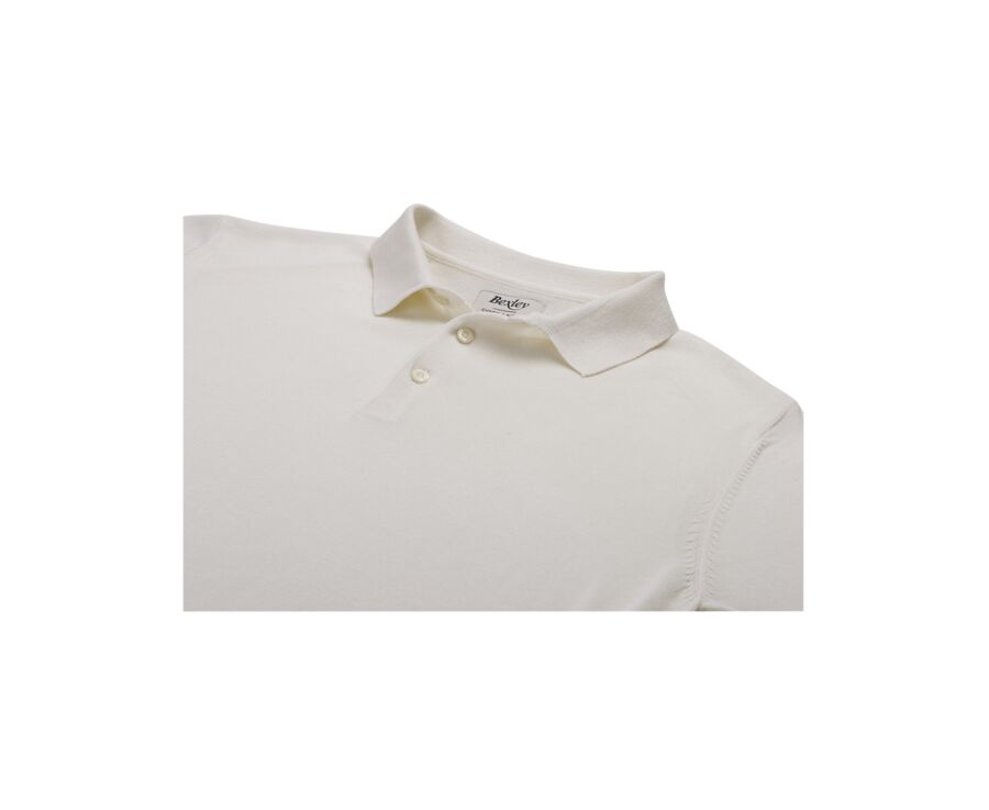 Pull tricot 100% coton Ecru - Col Polo - BRAIDEN ML