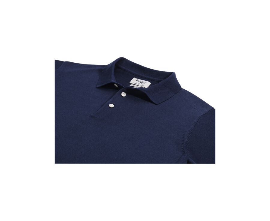 Pull tricot 100% coton Bleu Pétrole - Col Polo - BRAIDEN ML