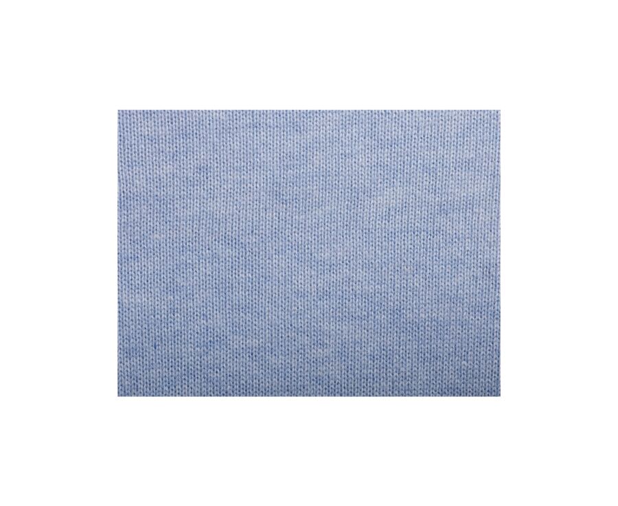 Pull tricot 100% coton Bleu Ciel Chiné - Col Polo - BRAIDEN ML