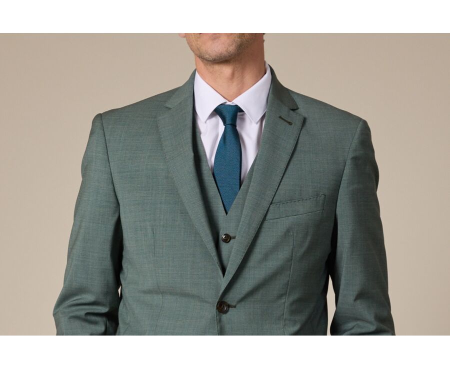 Cravate Soie Micro Motif Bleu Vert