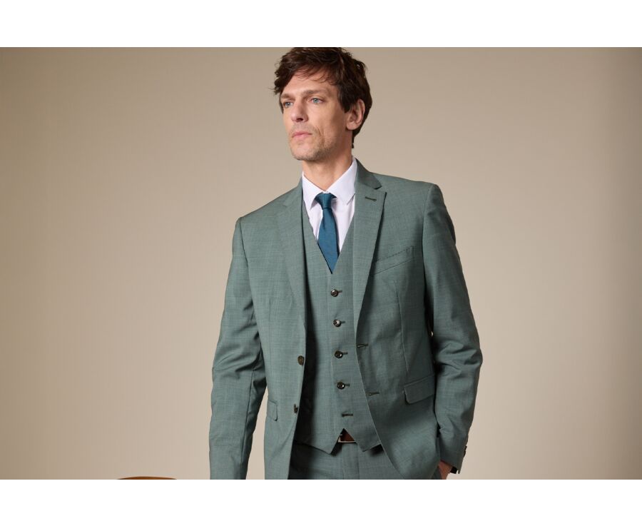 Cravate Soie Micro Motif Bleu Vert