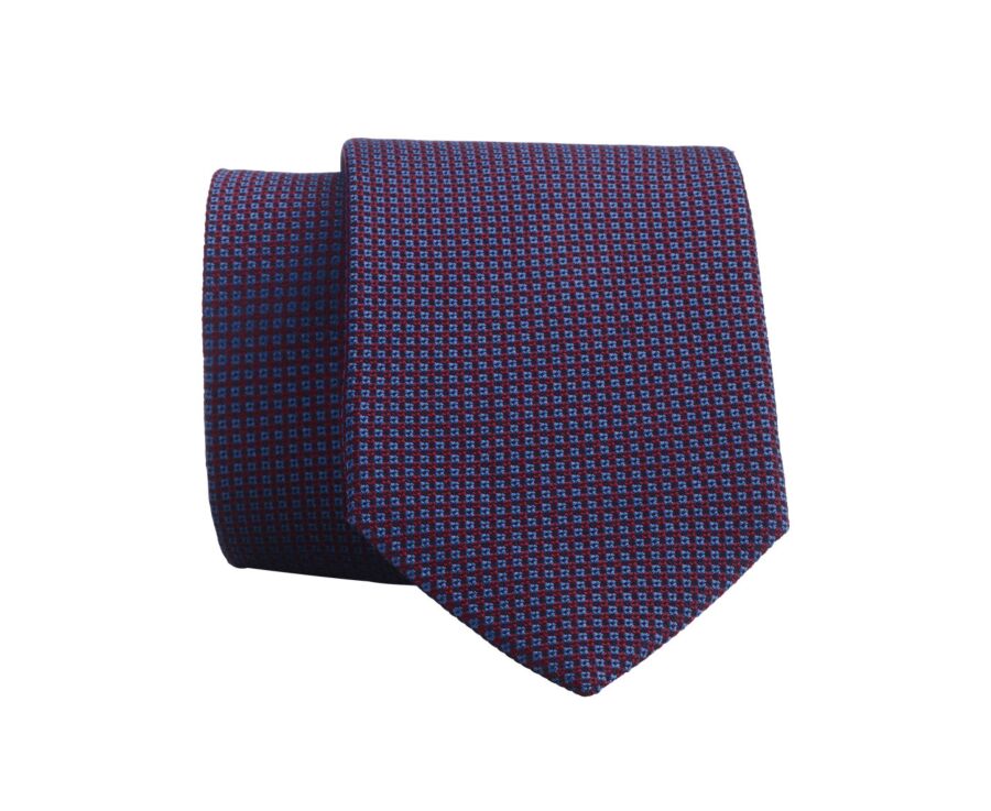 Cravate Soie Micro Motif Bordeaux et Bleu