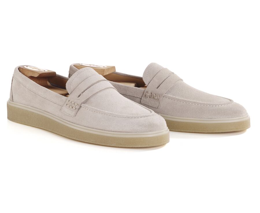 Mocassin homme Velours Greige - BOKEELA