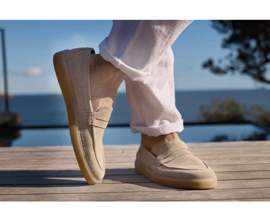 Mocassin homme Velours Greige - BOKEELA