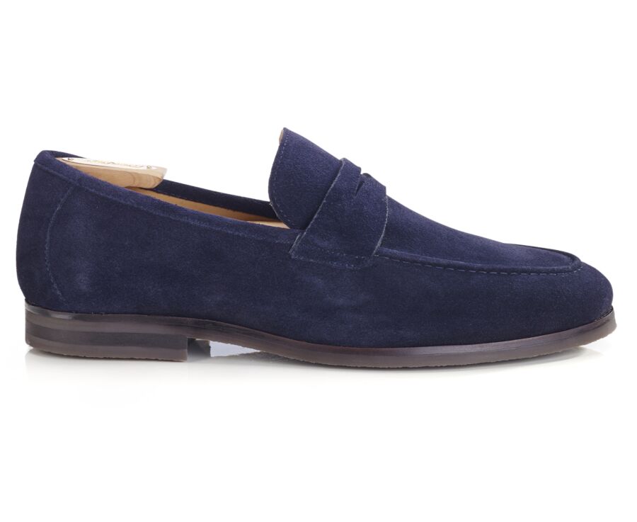 Mocassin homme Velours Marine - Semelle Gomme - DERVIO II GOMME