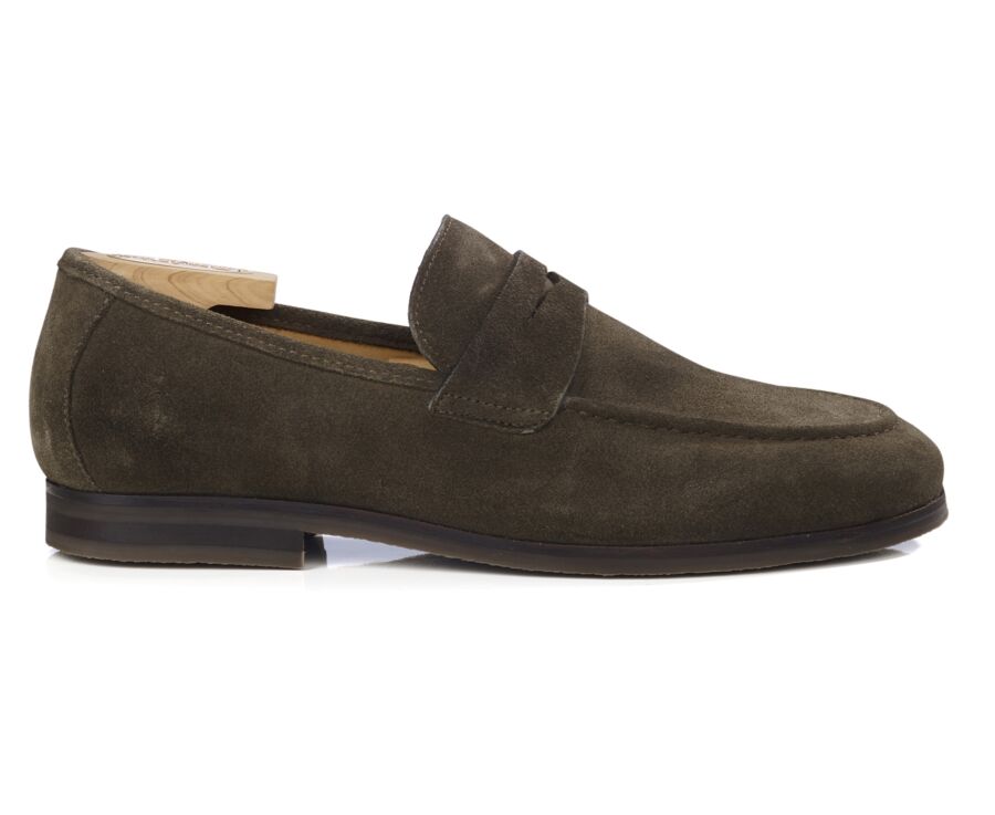 Mocassin homme Velours Kaki - Semelle Gomme - DERVIO II GOMME