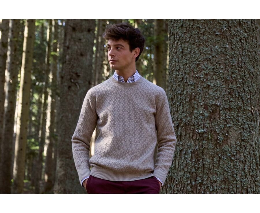 Pull col rond à torsade - Taupe Chiné - CONLEY