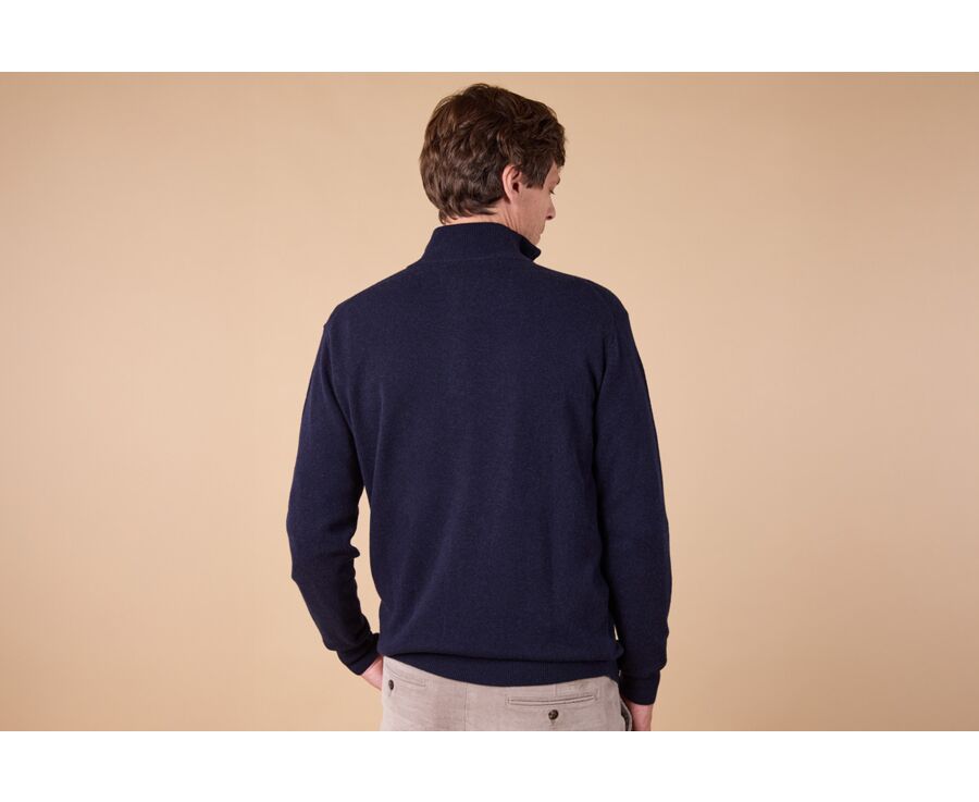 Pull col zippé homme laine - Marine et Noisette Chiné - KEYDEN II