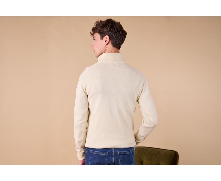 Pull col zippé homme laine - Ecru et Taupe Chiné Clair - KEYDEN II
