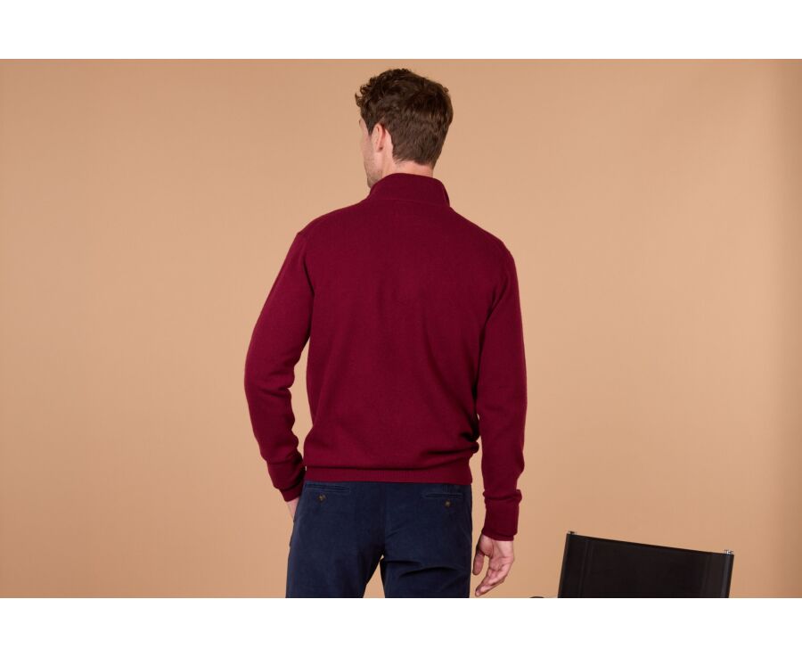 Pull homme zippé bicolore bordeaux et marine en laine - KEYDEN II