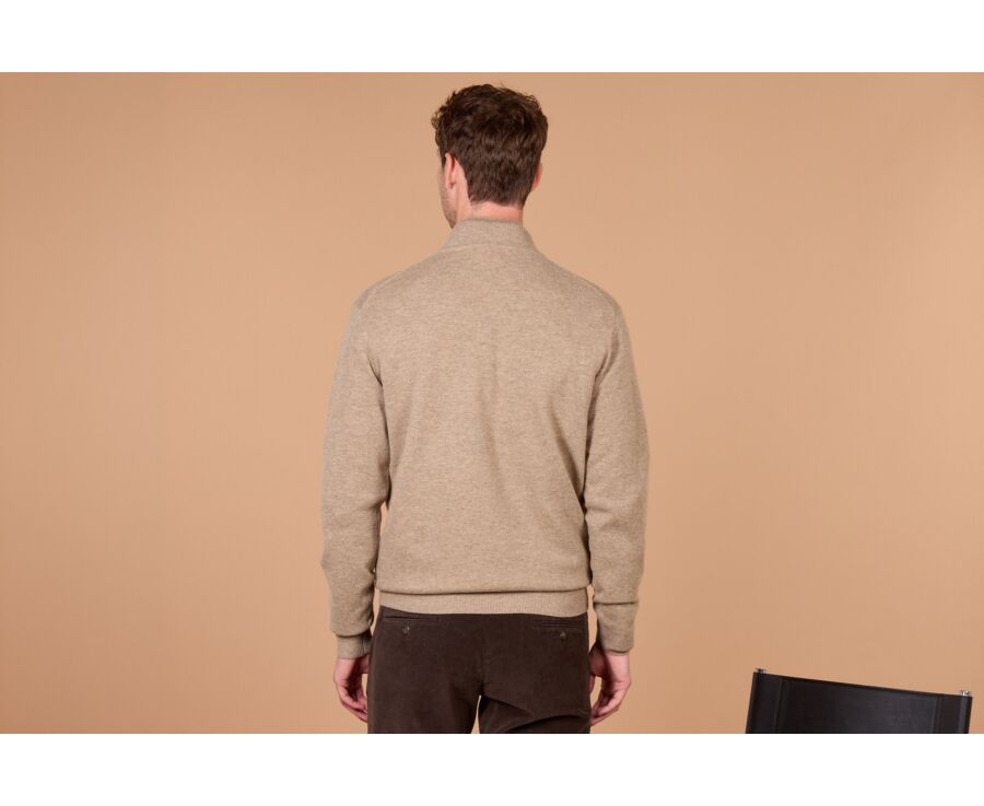 Pull homme zippé bicolore taupe chiné et bleu foncé - KEYDEN II