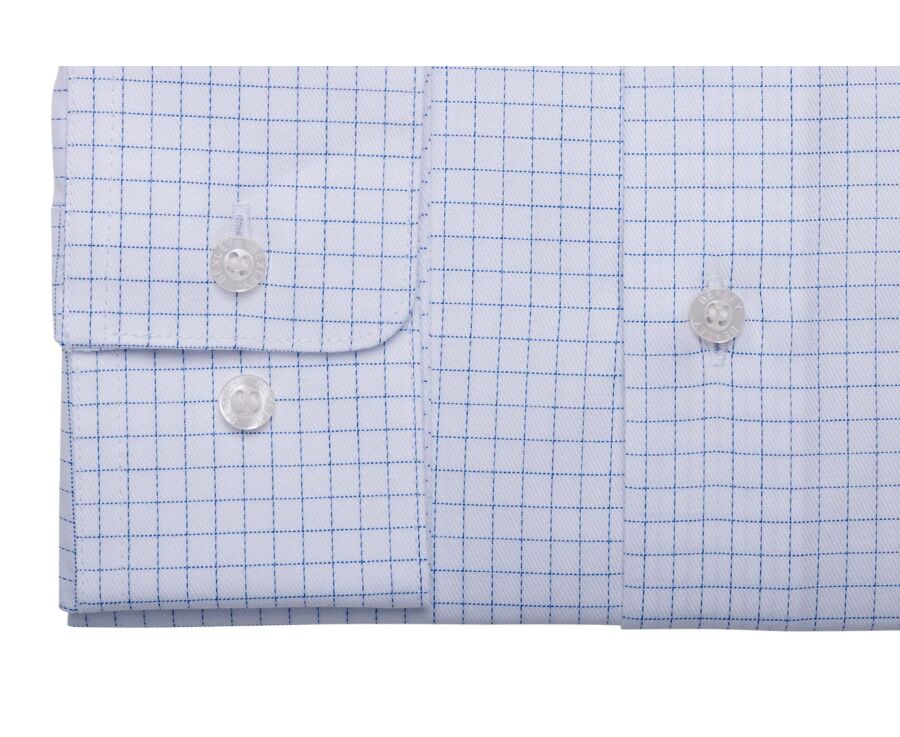 Chemise Homme Blanc à Fins Carreaux Bleus - DORIMOND CLASSIC