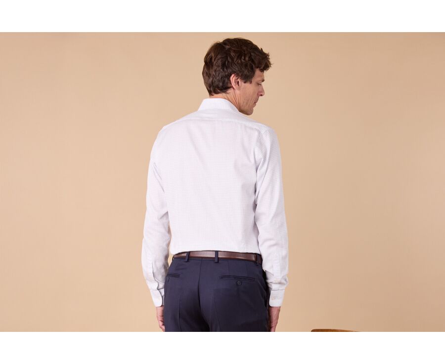 Chemise Homme Blanc à Fins Carreaux Bleus - DORIMOND CLASSIC