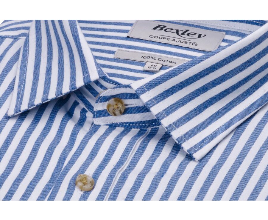 Chemise flanelle Homme - Rayures Ecru et Bleu - SIMION II