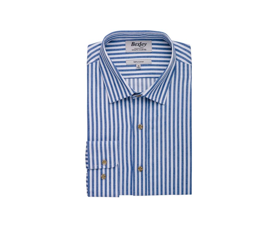 Chemise flanelle Homme - Rayures Ecru et Bleu - SIMION II