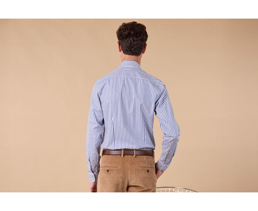 Chemise flanelle Homme - Rayures Ecru et Bleu - SIMION II