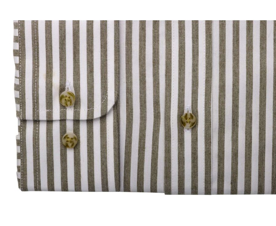 Chemise flanelle Homme - Rayures Ecru et Kaki - SIMION II