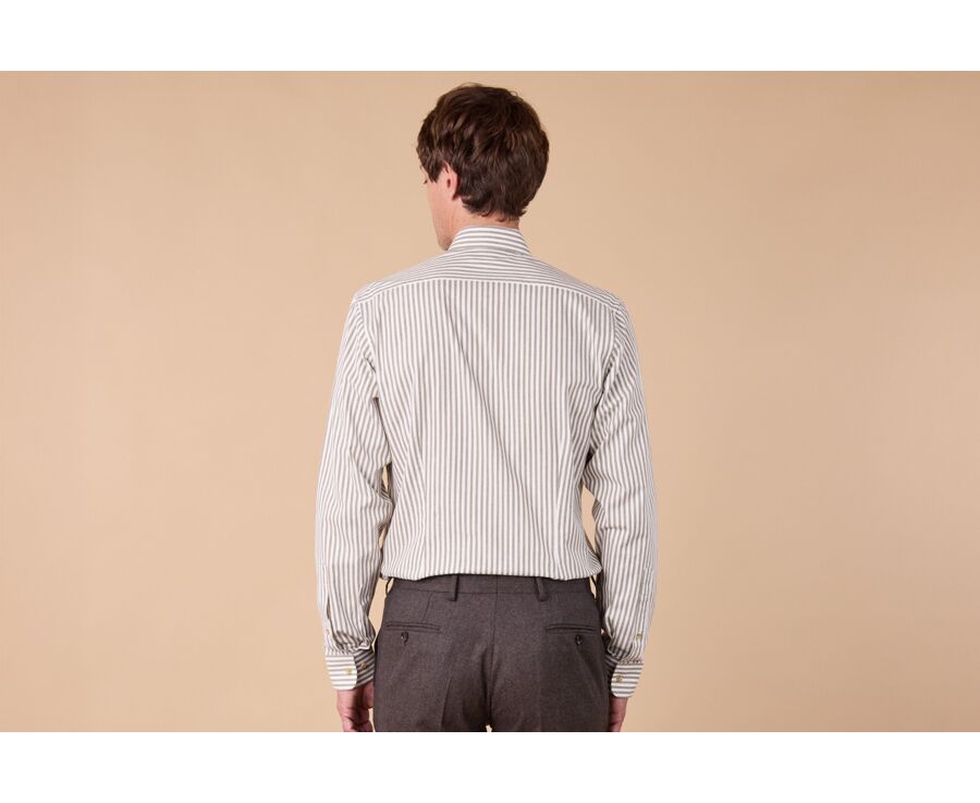 Chemise flanelle Homme - Rayures Ecru et Kaki - SIMION II