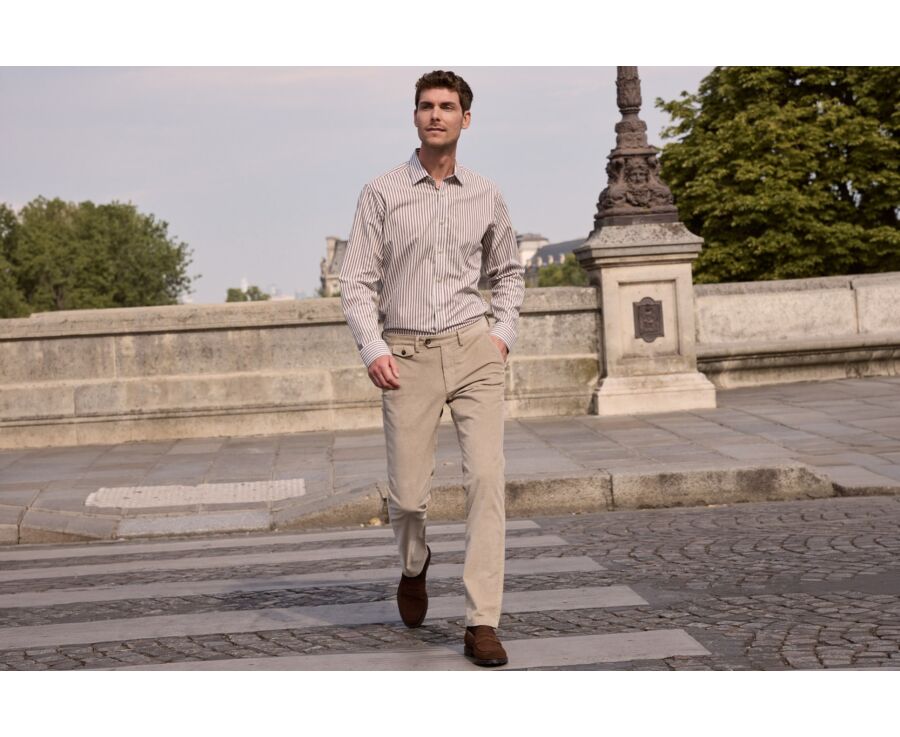 Chemise homme flanelle blanc et chocolat - SIMION II