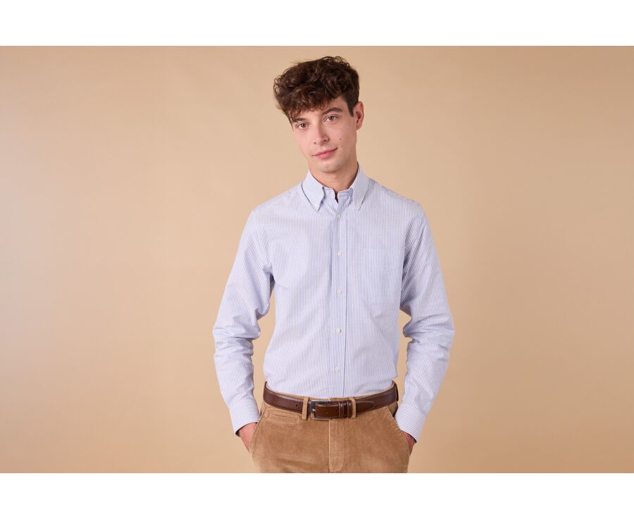 Chemise Oxford homme - Rayures Navy Et Blanc - KEVON