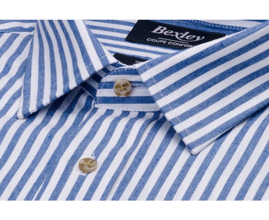 Chemise flanelle - Rayures Ecru et Bleu - SIMILIEN