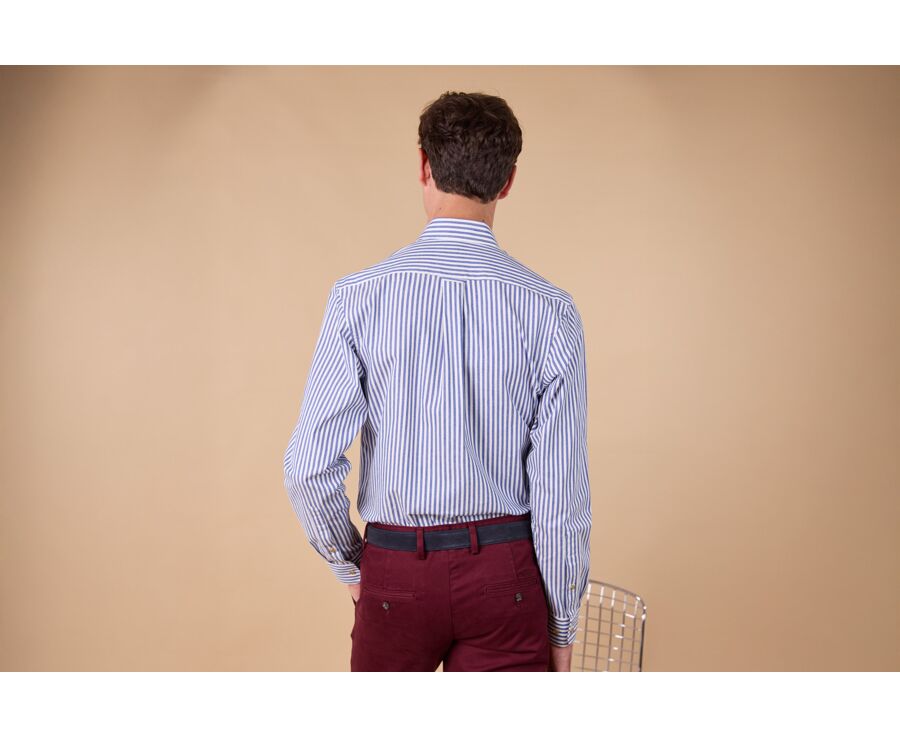 Chemise flanelle - Rayures Ecru et Bleu - SIMILIEN