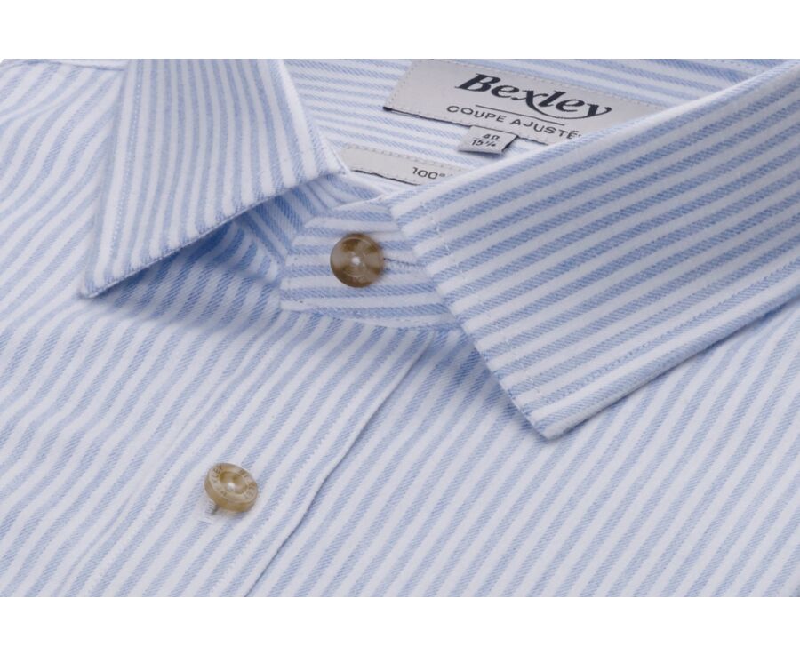 Chemise flanelle - Rayures Bleu et Ecru - SIMIAS
