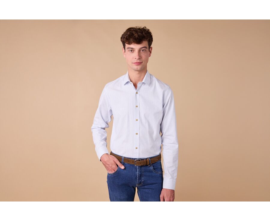Chemise flanelle - Rayures Bleu et Ecru - SIMIAS