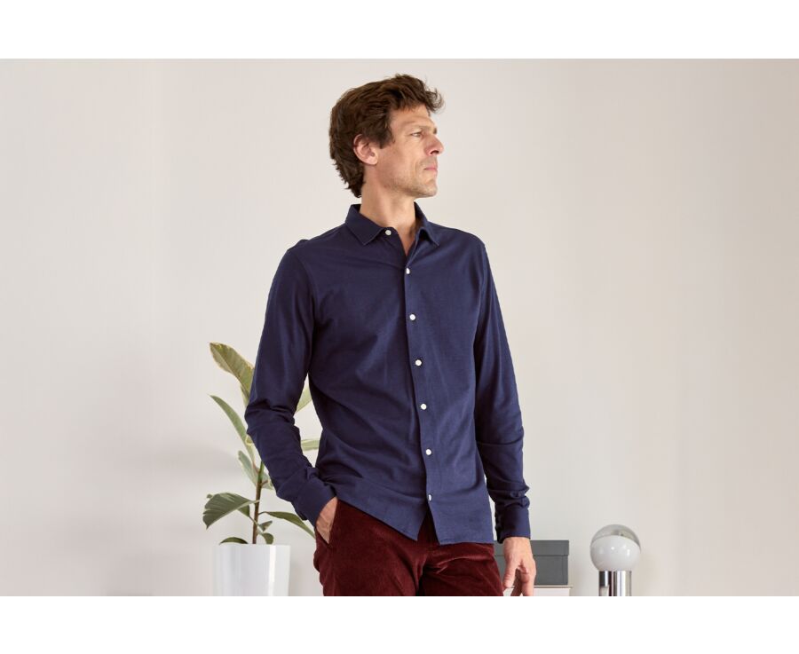 Chemise homme jersey 100% coton - Navy Foncé - AIGNAN