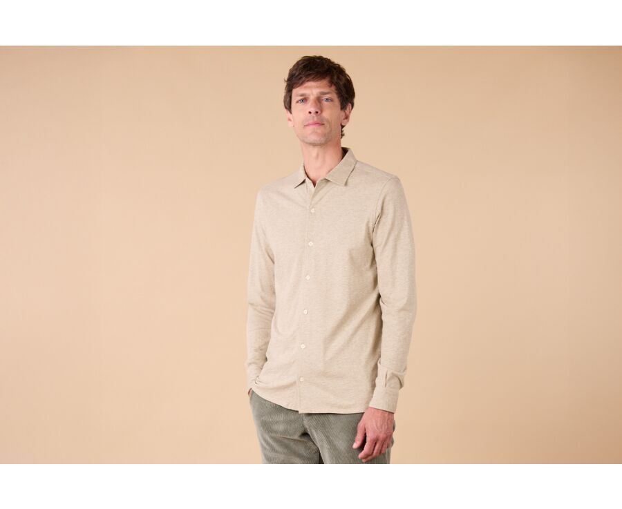 Chemise homme jersey 100% coton - Taupe Clair Chiné - AIGNAN