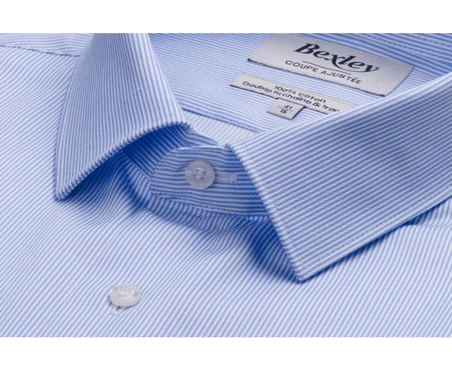 Chemise Twill homme - Rayures Bleu Clair Et Blanc - DUNANT CLASSIC