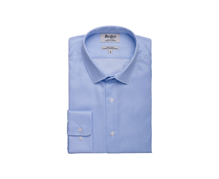 Chemise Twill homme - Rayures Bleu Clair Et Blanc - DUNANT CLASSIC