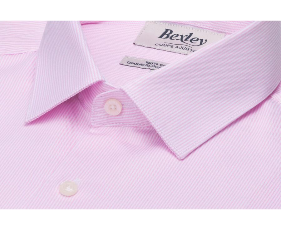 Chemise homme à fines rayures roses et blanches - DUNANT CLASSIC